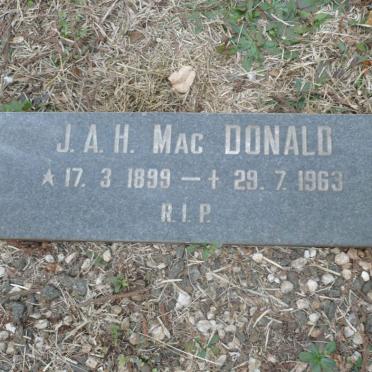 MacDONALD J.A.H. 1899-1963