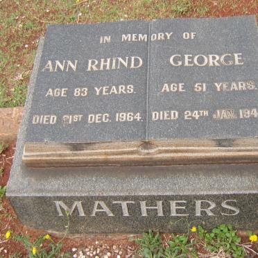 MATHERS George -1943 &amp; Ann Rhind -1964