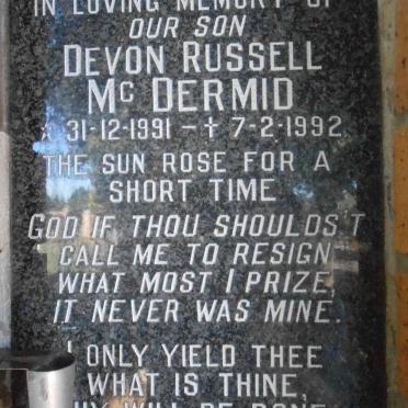 McDERMID Devon Russell 1991-1992