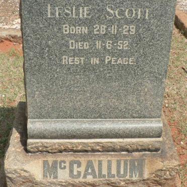 McCALLUM Leslie Scott 1929-1952