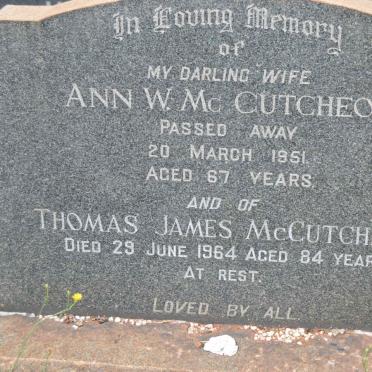 McCUTCHEON Thomas James -1964 &amp; Ann W. -1951