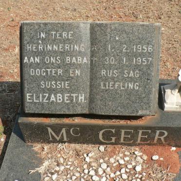 McGEER Elizabeth 1956-1957
