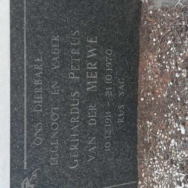 MERWE Gerhardus Petrus, van der 1911-1970