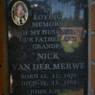 MERWE Nick, van der 1920-1995