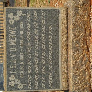MERWE F.S.J., v.d. 1887-1959