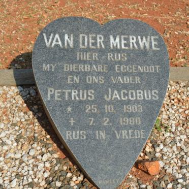 MERWE Petrus Jacobus, van der 1903-1980