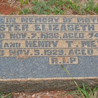 MEYER Henry T. -1929 &amp; Hester Elizabeth -1936