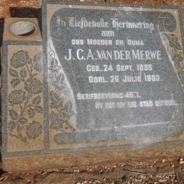 MERWE J.C.A., van der 1895-1963