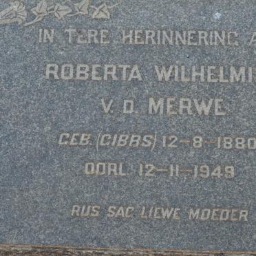 MERWE Roberta Wilhelmina, v. d. nee GIBBS 1880-1949