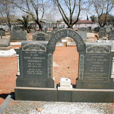 MERWE Daniel Stephanus Gerhardus, van der 1888-1971 &amp; Aletta Johanna Cornelia 1892-1952