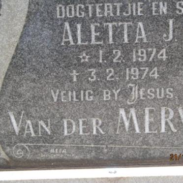 MERWE Aletta J.G., van der 1974-1974