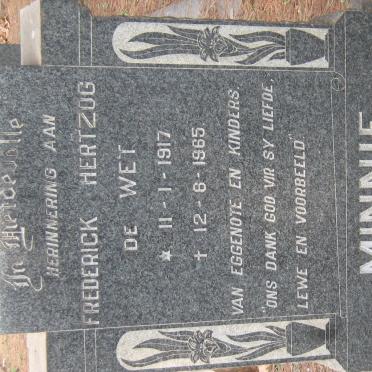 MINNIE Frederick Hertzog de Wet 1917-1965