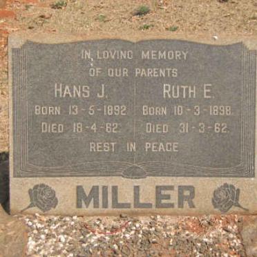 MILLER Hans J. 1892-1962 &amp; Ruth E. 1898-1962