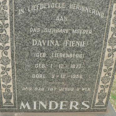 MINDERS Davina nee LIEBENBERG 1877-1956