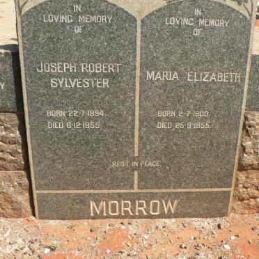 MORROW Joseph Robert Sylvester 1894-1955 &amp; Maria Elizabeth 1903-1955