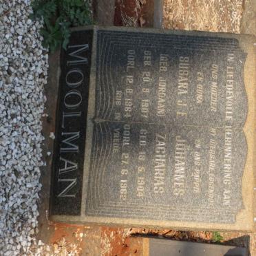 MOOLMAN Johannes Zacharias 1904-1962 &amp; Susara J.E. JORDAAN 1907-1964