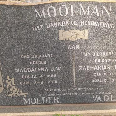 MOOLMAN Zacharias Johannes 1893-1958 &amp; Magdalena J.W. 1898-1969