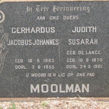 MOOLMAN Gerhardus Jacobus Johannes 1863-1955 &amp; Judith Susarah DE LANGE 1870-1961