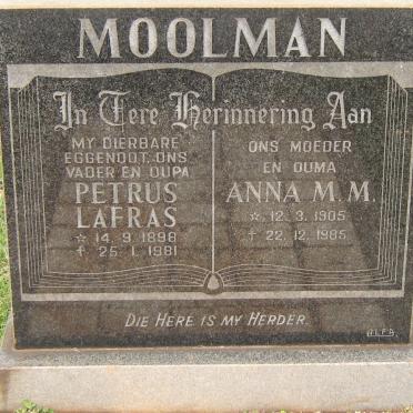 MOOLMAN Petrus Lafras 1898-1981 &amp; Anna M.M. 1905-1985