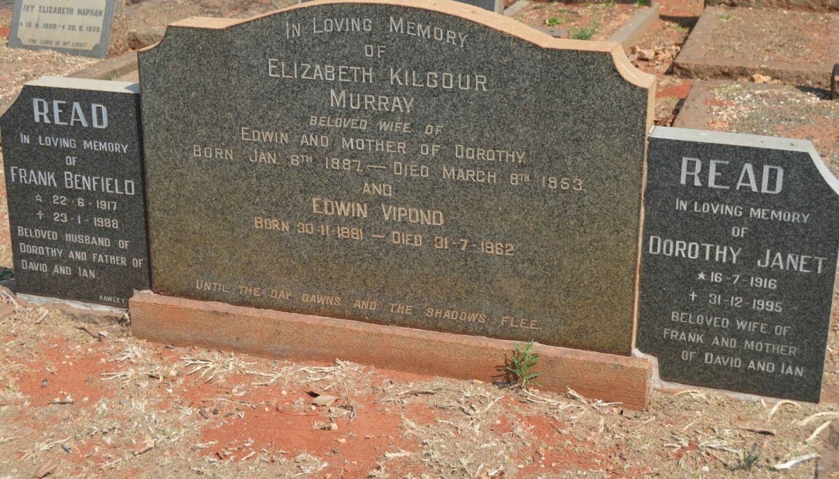 MURRAY Edwin Vipond 1881-1962 &amp; Elizabeth Kilgour 1887-1953 :: READ Frank Benfield 1917-1988 &amp; Dorothy Janet 1916-1995
