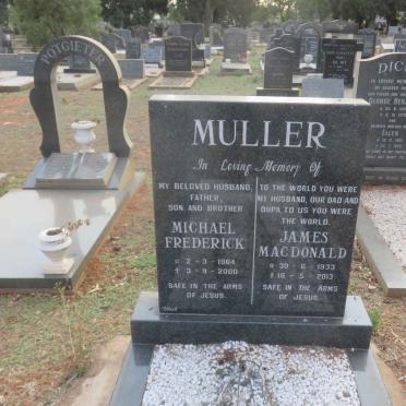 MULLER James Macdonald 1933-2013 :: MULLER Michael Frederick 1964-2000