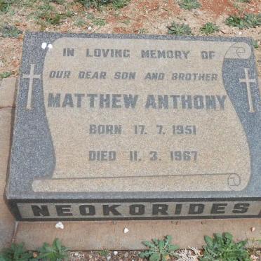 NEOKORIDES Matthew Anthony 1951-1967