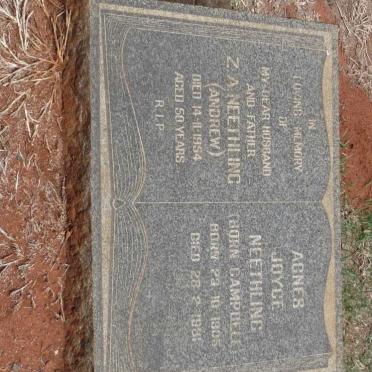 NEETHLING Z.A. -1954 &amp; Agnes Joyce CAMPBELL 1905-1981
