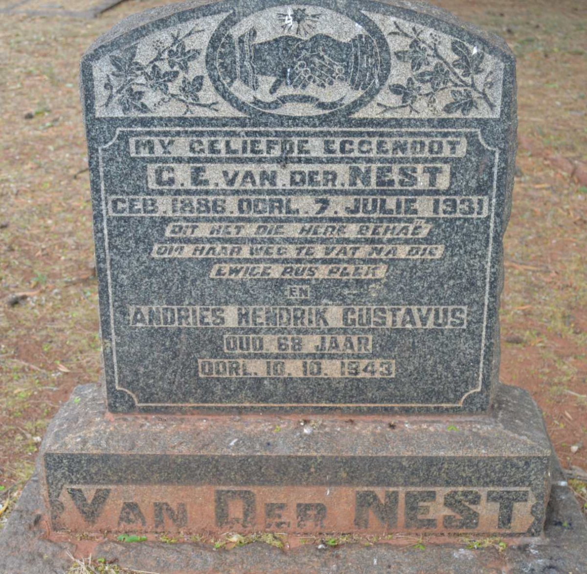 NEST Andries Hendrik Gustavus, van der -1943 :: VAN DER NEST G.E. 1886-1931