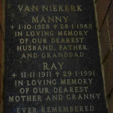 NIEKERK Manny, van 1928-1985 &amp; Ray 1911-1991