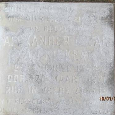 NIEKERK Alexander Izak, van -1921