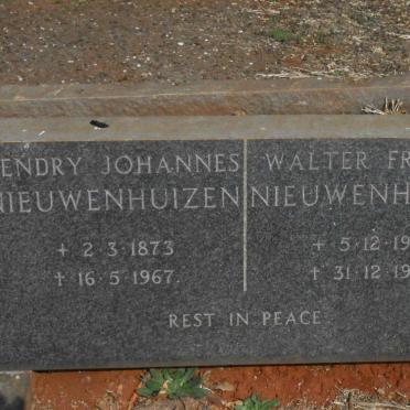 NIEUWENHUIZEN Hendry Johannes 1873-1967 :: NIEUWENHUIZEN Walter Francis 1908-1964