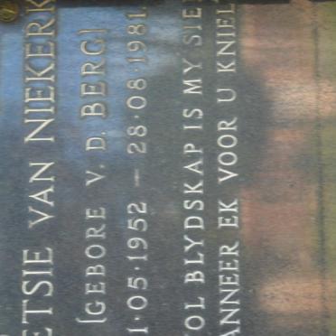 NIEKERK Betsie, van nee V.D. BERG 1952-1981
