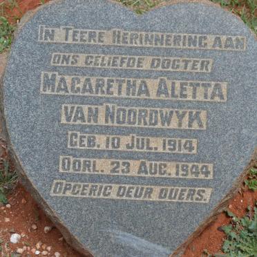 NOORDWYK Magaretha Aletta, van 1914-1944