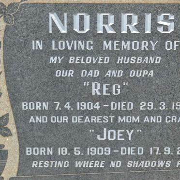 NORRIS Reg 1904-1968 &amp; Joey 1909-2002
