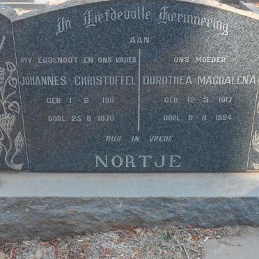 NORTJE Johannes Christoffel 1911-1970 &amp; Dorothea Magdalena 1917-1984
