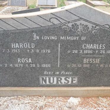 NURSE Charles 1886-1965 &amp; Rosa 1876-1966 :: NURSE Harold 1913-1976 &amp; Bessie 1916-1982