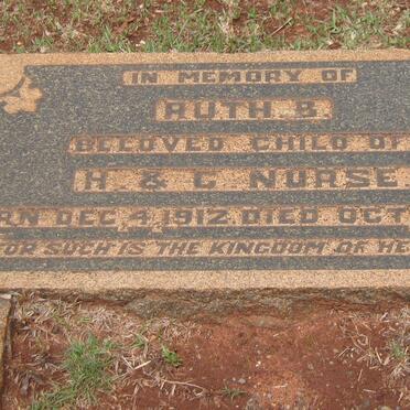 NURSE Ruth B. 1912-1917