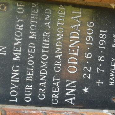 ODENDAAL Ann 1906-1981