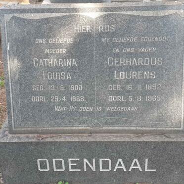 ODENDAAL Gerhardus Lourens 1892-1965 &amp; Catharina Louisa 1900-1968