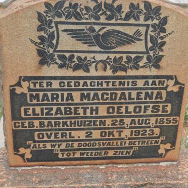 OELOFSE Maria Magdalena Elizabeth nee BARKHUIZEN 1855-1923 :: OELOFSE Andreas M.G. 1950-