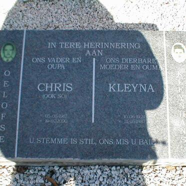 OELOFSE Chris 1917-2000 &amp; Kleyna KLEYNHANS 1924-1987