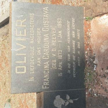OLIVIER Francina Carolina Gustava nee V.D. HEEVER 1873-1963