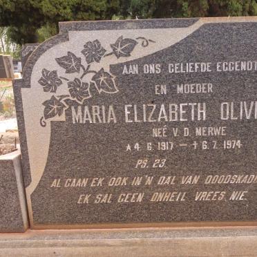 OLIVIER Maria Elizabeth nee V.D. MERWE 1917-1974