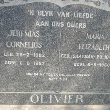 OLIVIER Jeremias Cornelius 1882-1957 &amp; Anna Elizabeth SAAYMAN 1883-1950