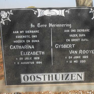 OOSTHUIZEN Gysbert Van Rooyen 1925-2013 &amp; Catharina Elizabeth 1928-1994