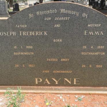 PAYNE Joseph Frederick 1886-1957 &amp; Emma 1880-1956