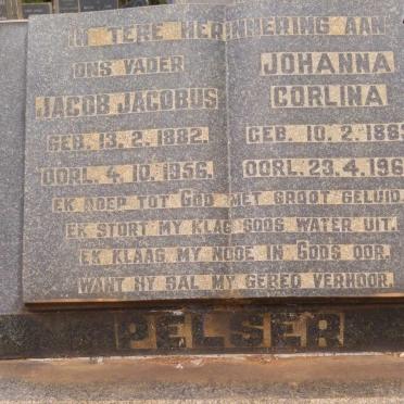 PELSER Jacob Jacobus 1882-1956 &amp; Johanna Corlina 1883-1962