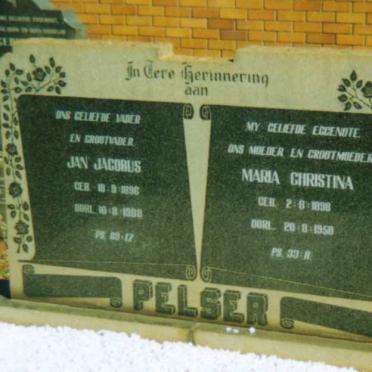 PELSER Jan Jacobus 1896-1988 &amp; Maria Christina 1898-1958