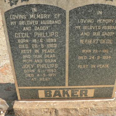 PHILLIPS Cecil 1899-1963 &amp; Joey 1893-1971 :: BAKER Herbert Cecil 1913-1954