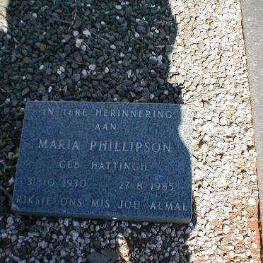 PHILLIPSON Maria nee HATTINGH 1930-1985